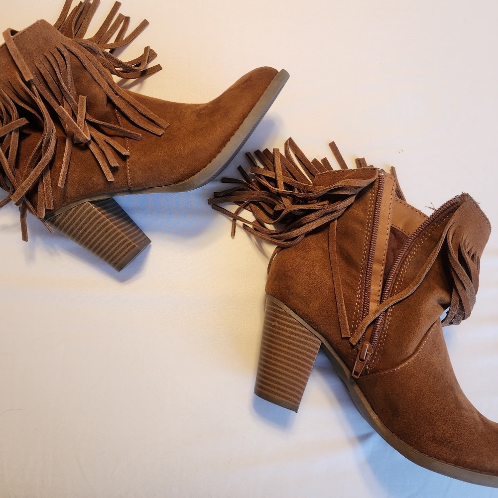 Ankle booties with fringe